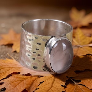 Rose Quartz Ring | 925 Sterling Silver Birthstone Ring | Oval Natural Stone Jewelry | Handmade Gift For Her