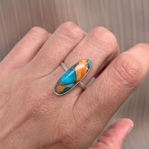 Handmade Oyster Turquoise Ring: Sterling Silver Boho Statement Jewelry