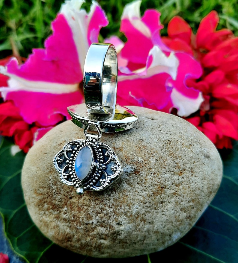 June birthstone ring moonstone Silver Ring gift for sterling silver 925 ring poison ring love ring,small box ring Rainbow ring