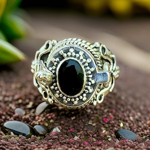 Schwarzer Onyx Poisoner Ring, 925 Sterling Silber Schmuck, Geheimfach Medaillon Antike Pillenbox Poisoner Ring, Geschenk für eine besondere Person