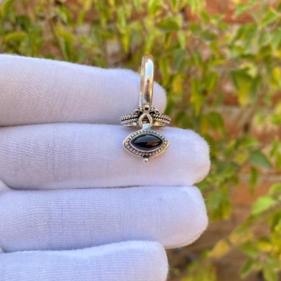 Sterling Silver Black Onyx Poison Ring, Handmade Compartment Jewelry