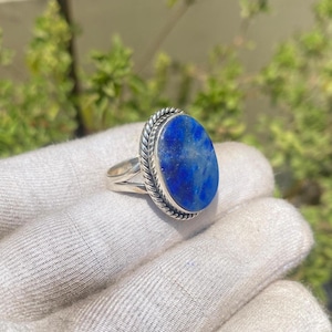 Lapis Lazuli Ring, 925 Sterling Silver Ring, Handmade Statement Ring, Boho Ring for Women, Unique Lapis Lazuli Silver Jewelry, Gift For All
