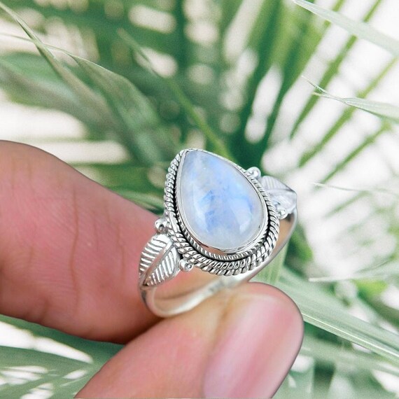 Anello Pietra Di Luna Arcobaleno In Argento 925 – Fatto A Mano, R-65