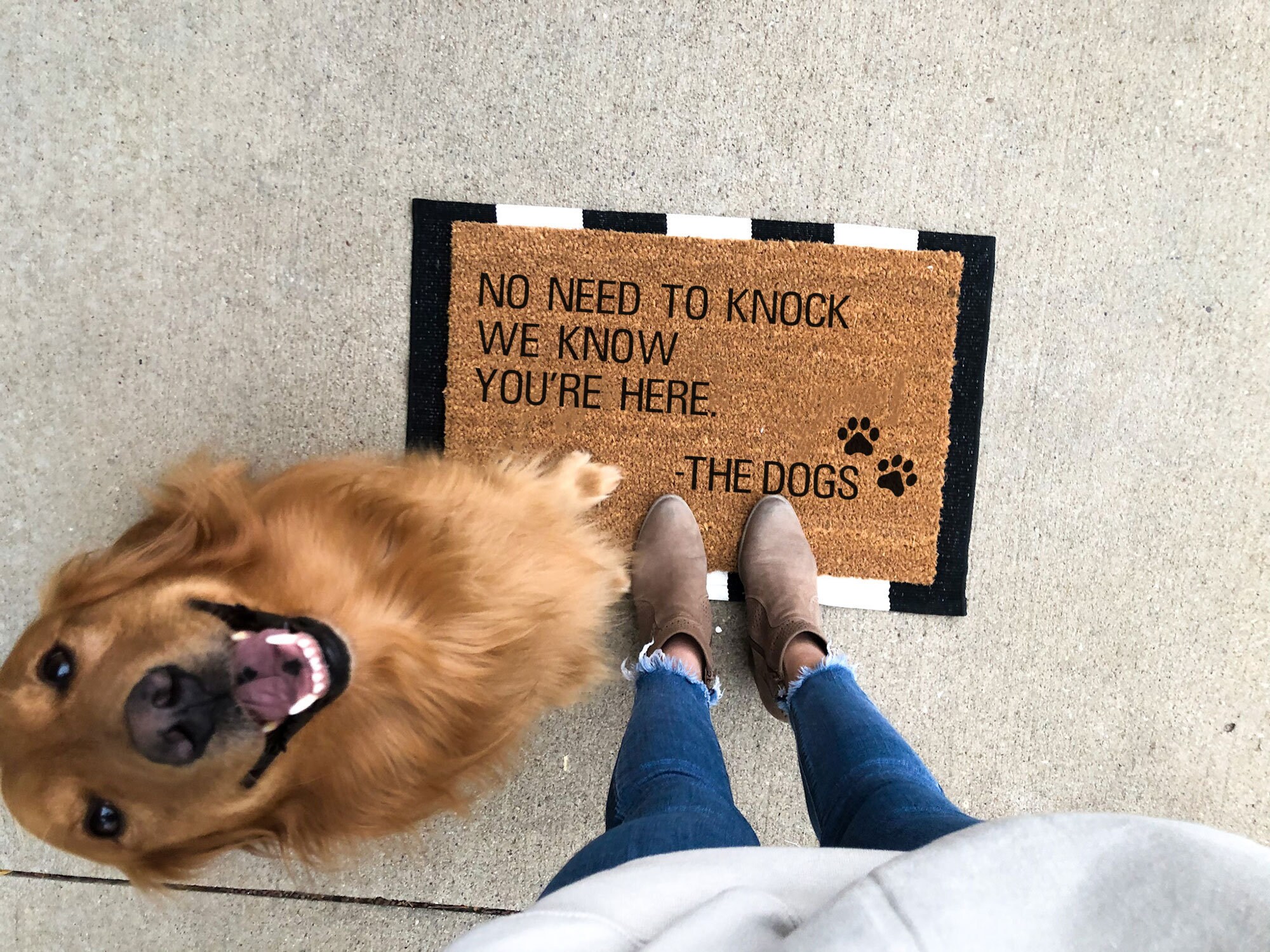 WE KNOW You're Here The DOGS Doormat Custom Doormat Etsy