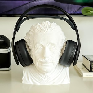Albert Einstein Headphone Stand | Science Physicist Smartest Genius | Home Theater Organizer PC Gaming