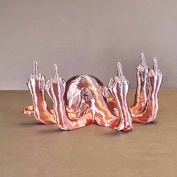 Pulpo con dedo medio Fucktopus, 90 colores: Regalo de broma con dedo medio, regalo de San Valentín, adorno de escritorio vulgar, Angrypus, grosero, Octopoda, Vulgaris