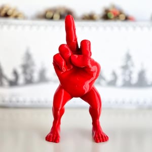 Middle Finger Man | Surreal Gag Gift | 6 Sizes, 70+ Colors | Desk Companion | Garden Home Decor | Hand with Legs Joke Gift | Middle Finger
