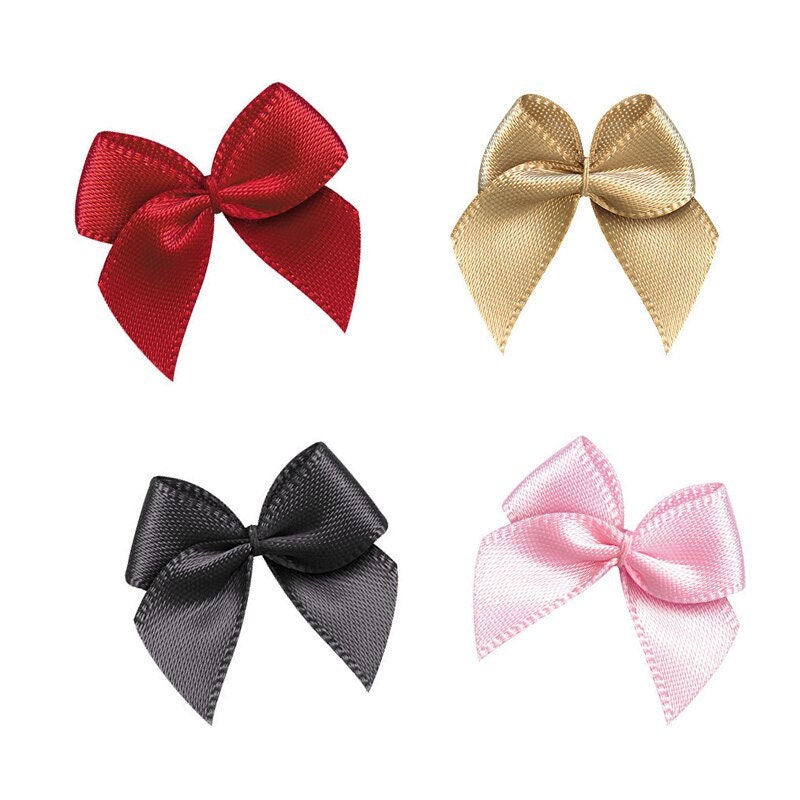 Large Satin Bows 10cm Wide Self Adhesive Pre Tied 38mm Ribbon Hair