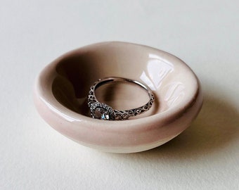 Pink Champagne Tiny Ring Dish, Jewelry Tray, Ring Holder, Engagement Gift