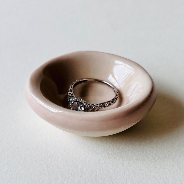 Pink Champagne Tiny Ring Dish, Jewelry Tray, Ring Holder, Engagement Gift