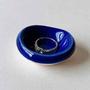 Cobalt Blue Tiny Ring Dish, Jewelry Tray, Ring Holder, Engagement Gift