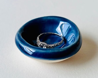 Storm Blue Tiny Ring Dish, Jewelry Tray, Ring Holder, Engagement Gift