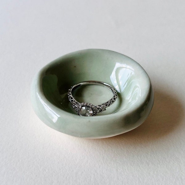 Aqua Tiny Ring Dish, Jewelry Tray, Ring Holder, Engagement Gift