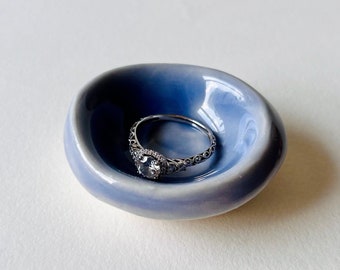 Periwinkle Tiny Ring Dish, Jewelry Tray, Ring Holder, Engagement Gift