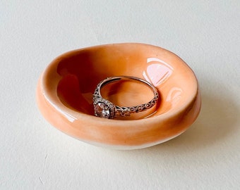 Tangerine Tiny Ring Dish, Jewelry Tray, Ring Holder, Engagement Gift