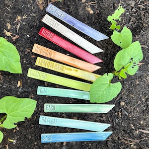 Herb Markers Made to Order Ceramic Garden Plant Label Seed Starting Garden Stakes outdoor garden marker garden accessory gift for gardener