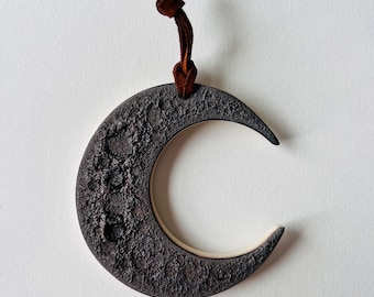 Dark Crater Moon Ceramic Ornament | Christmas Ornament