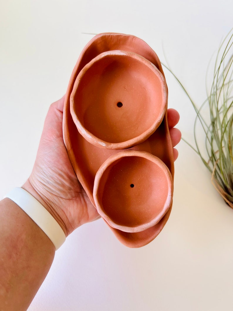 Tiny Terracotta Planter Set, ceramic plant pot, indoor planter image 2