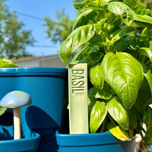 Basil Ceramic Herb Marker Gardening Seed Starting Garden Herb Stakes herb outdoor stake garden marker garden accessory gift for gardener