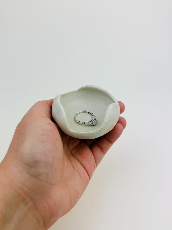 Organic Matte White Tiny Ring Dish, Dish, Ring Dish, Jewelry Tray