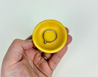 Yellow Ring Dish Jewelry Tray Ring Holder Engagement Gift wedding gift bride gift mustard yellow ceramic small plate dish