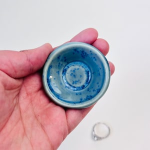 Cerulean Blue Micro Crystal Tiny Ring Dish, Jewelry Tray, Ring Holder, Engagement Gift, wedding gift