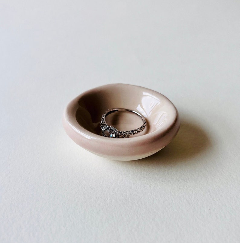 Pink Champagne Tiny Ring Dish, Jewelry Tray, Ring Holder, Engagement Gift image 1