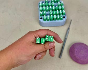 Pottery Stamp Set Small Uppercase Font Alphabet Stamp Set for Clay Names in Clay Tools for Artist Pottery Tool Gift for Potter Deep Stamp