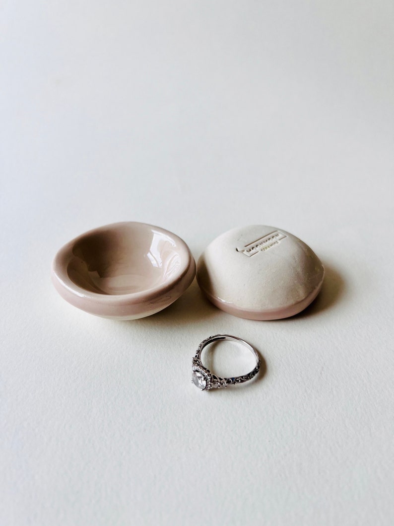 Pink Champagne Tiny Ring Dish, Jewelry Tray, Ring Holder, Engagement Gift image 3