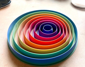 Rainbow Circle Cutter Set for Clay, Pottery Tool, Clay Tool, large circle cookie cutter