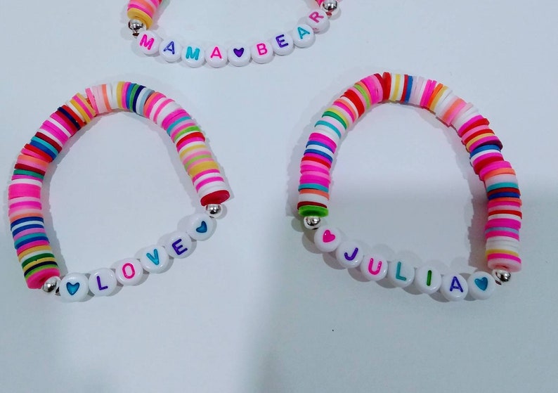Clay Bead bracelets rainbow color 8mm | Etsy