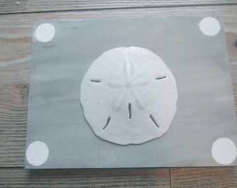 Painted Canvas Wall Art with Sand Dollar