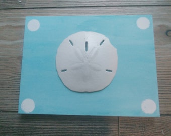 Painted Canvas Wall Art with Sand Dollar