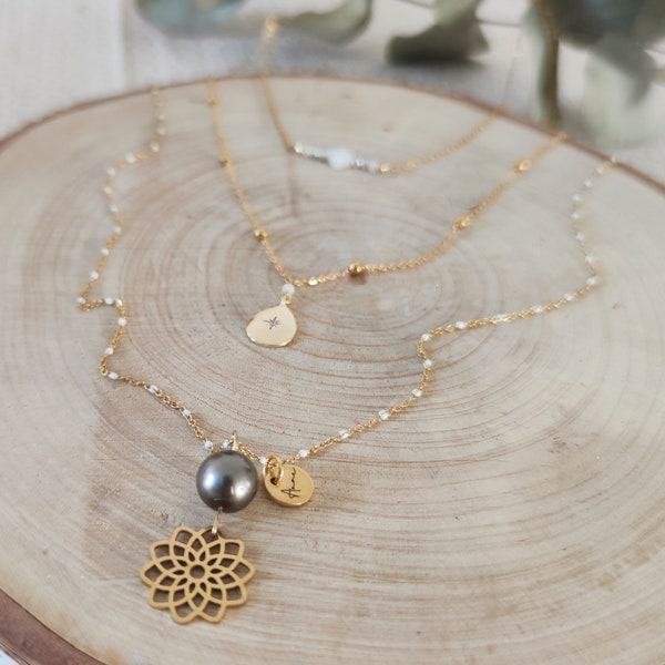 Tahitian pearl multi-row necklace