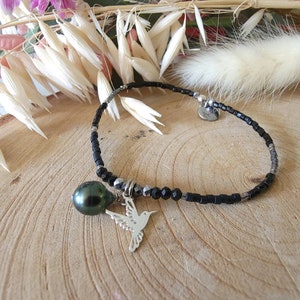 Bracelet colibri et perle de Tahiti image 3