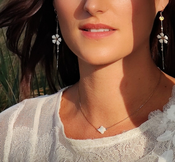 Pearl clover necklace shop