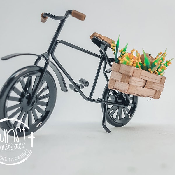 Gnome fairy dolls miniature bicycle with apple basket