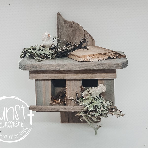 Wichtel Feen Puppen Miniatur Vogelhaus Taubenhaus zum Hängen handgemacht Krippenzubehör