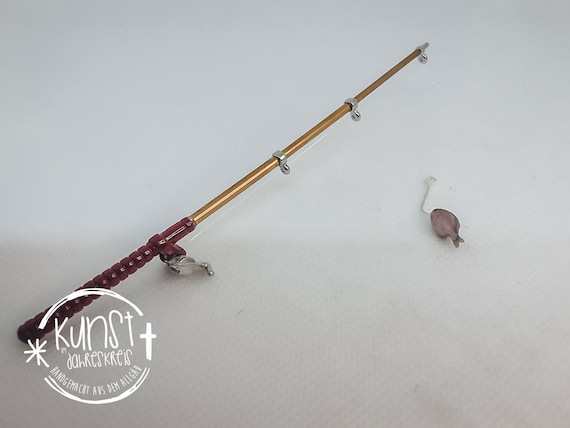 Gnome Miniature Fishing Rod With Fish on the Hook 