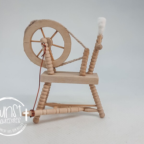 Elves Fairy Dolls Miniature Spinning Wheel Handmade Nature