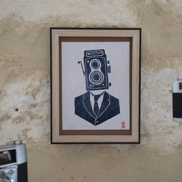 Camera man - Linogravure