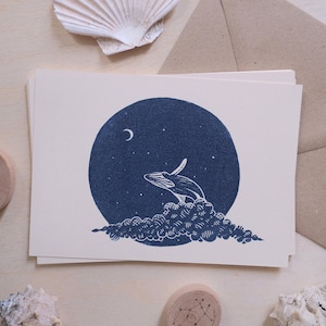 Ballena celestial - Linograbado