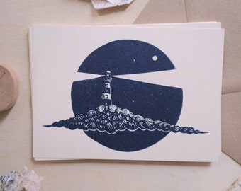 Phare céleste - Linogravure