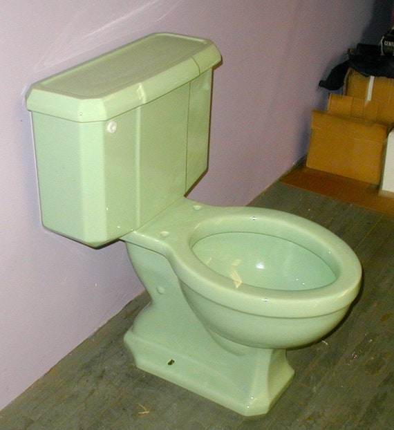 Jade Green Toilet Vintage Art Deco Style Bathroom Fixture Jadeite