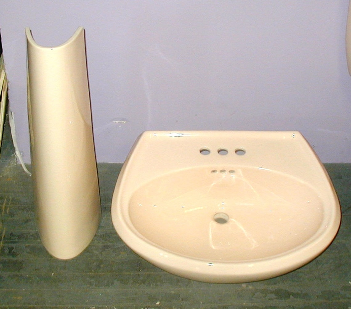 Kohler Pink Toilet Matching Pedestal Sink Vintage Bathroom Etsy