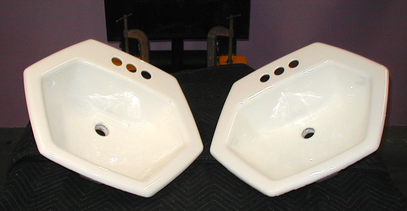 Cast Iron porcelain coated hexagon shaped white bathroom sinks Etsy