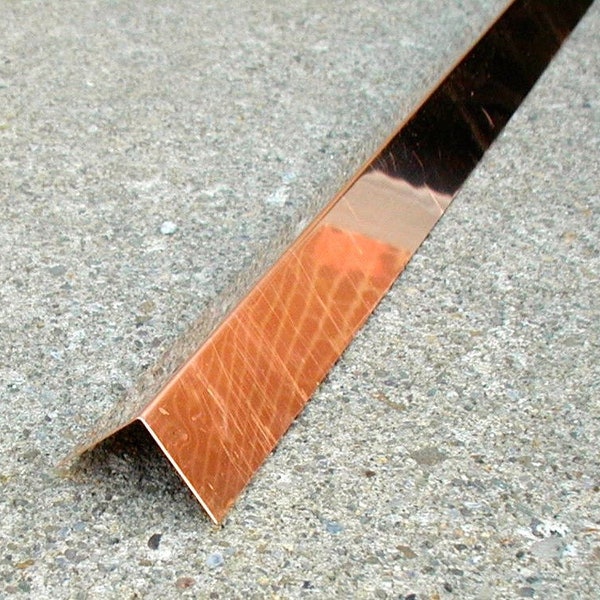 1" x 1" Copper Angles for Flashing, Edging, etc. - Pure C110 Food Grade, Brand New, 16 Ounce (24 gauge / 16 oz / 22 mil)