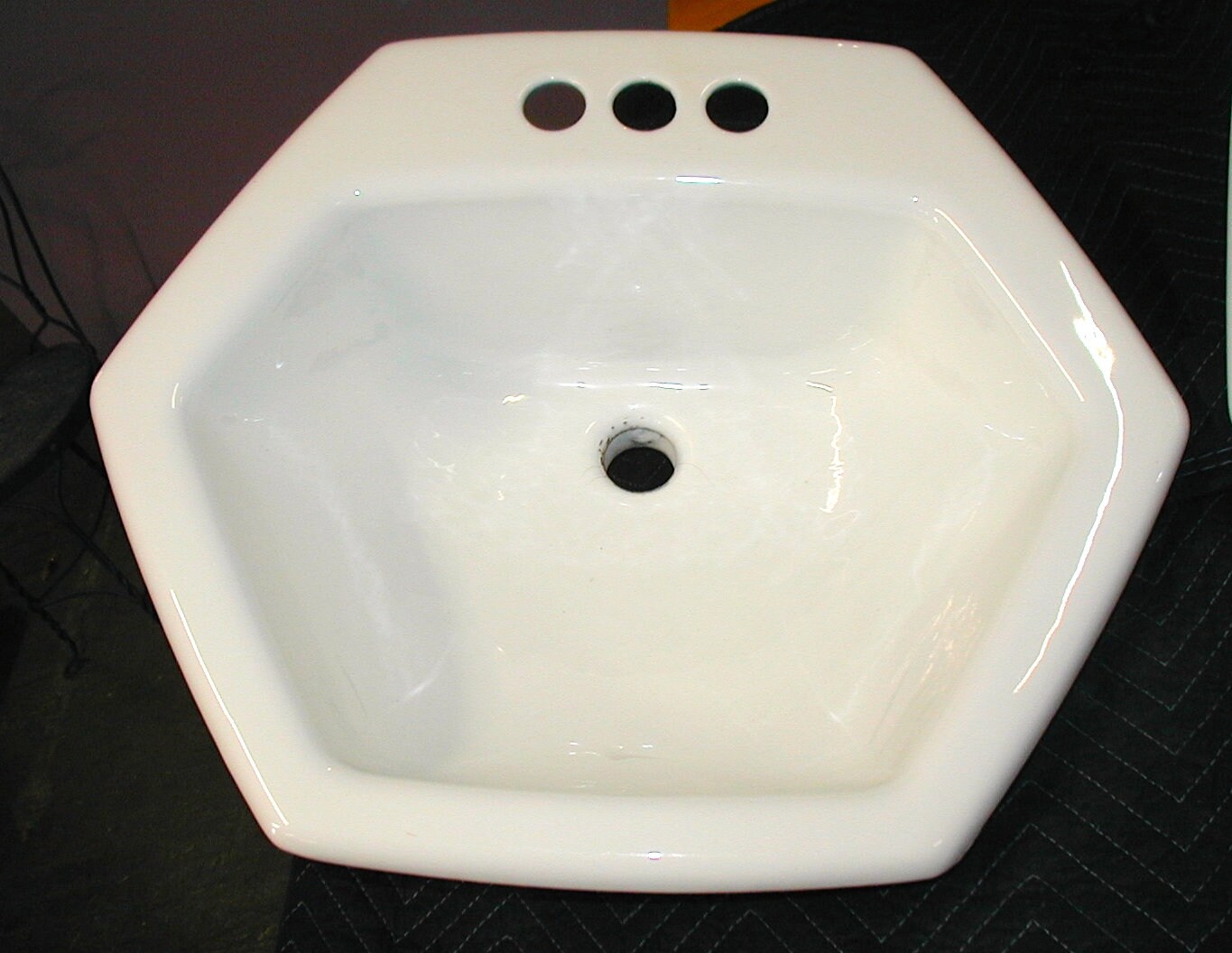 Cast Iron porcelain coated hexagon shaped white bathroom sinks Etsy