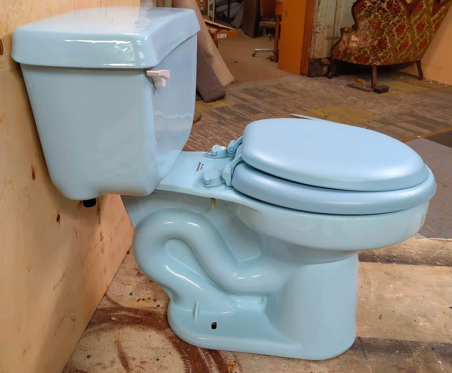 Blue Toilet Universal Rundle Vintage Bathroom Etsy