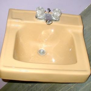 Rheem Beige light brown wall mount bathroom sink, vintage